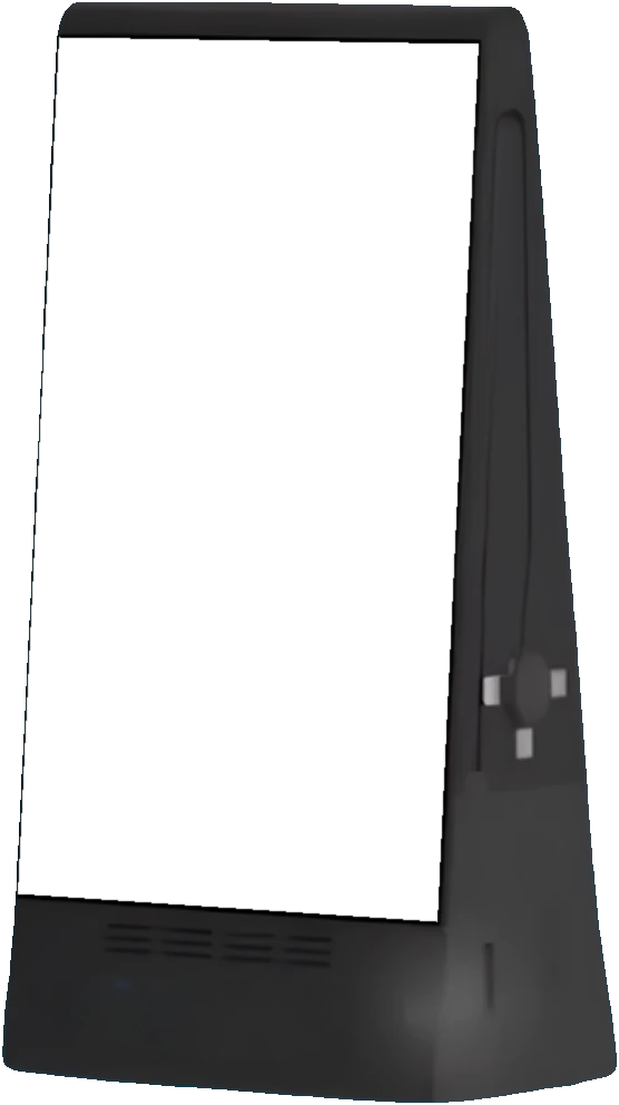A Rikabi Group tablet standing on a table, playing an ad