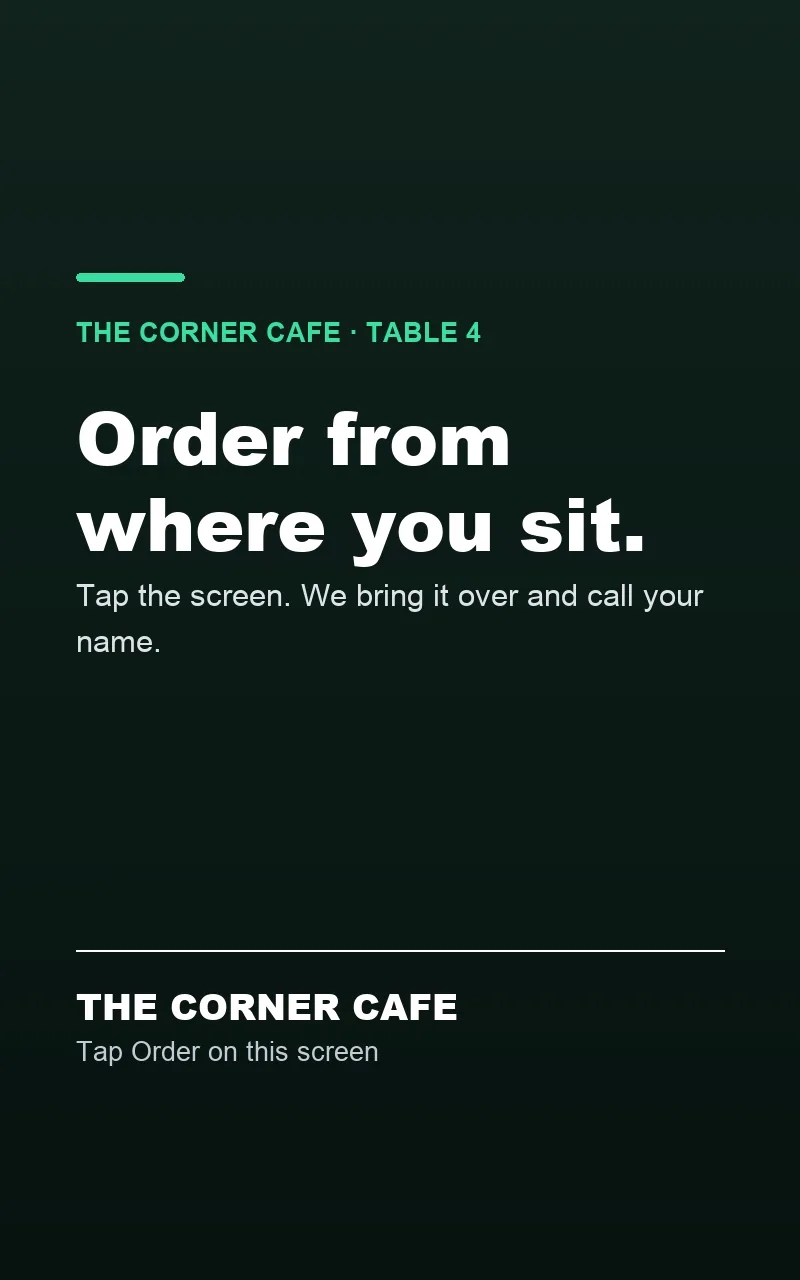 The venue's order screen: order from where you sit.